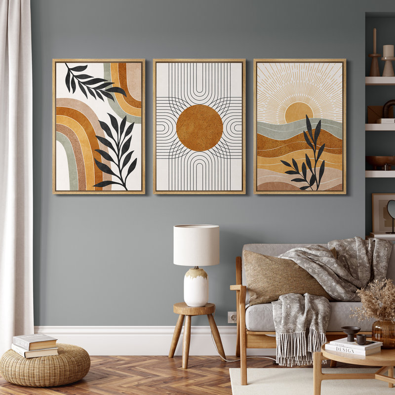 3 Pieces Canvas Print Framed, Boho Framed Wall Art Set, Abstract Print Wall Decor, Wall Art Gallery, Abstract fashion Wall Art Set, Print Frames